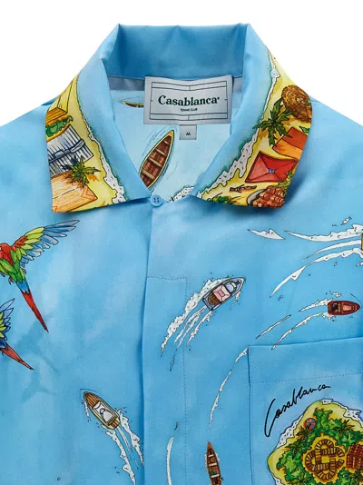 Shop Casablanca Cuban Collar Short-sleeved Shirt In Maison Sur Piloti