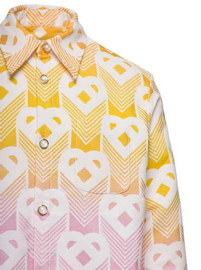 Shop Casablanca Jacquard Shacket Shirt In Gradient Flying Heart