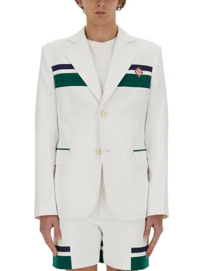 Shop Casablanca Sport Tailoring Jacket In White / Green / Navy