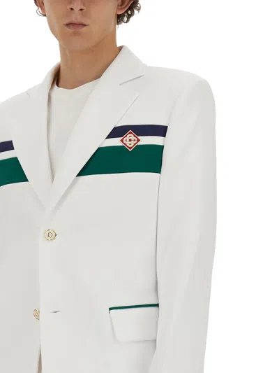 Shop Casablanca Sport Tailoring Jacket In White / Green / Navy