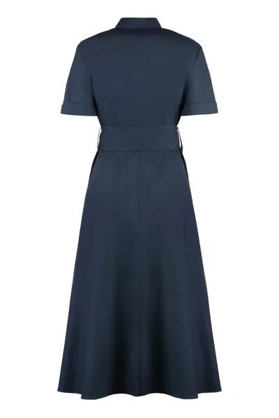 Shop Woolrich Belted Poplin Shirt Dress In Melton Blue