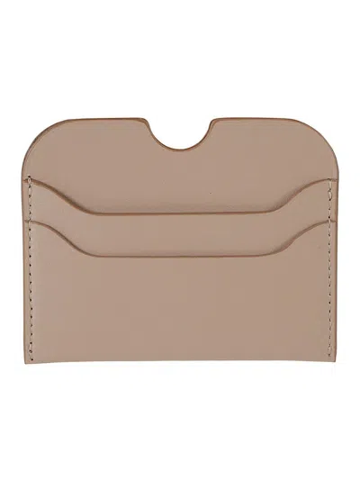 Shop Acne Studios Logo Detailed Open Top Cardholder In Taupe Beige
