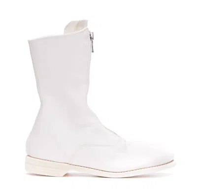 Shop Guidi Frontal Zip Army Booties In White