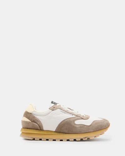 Shop Allsaints Rimini Leather Lower Top Trainers In Taupe