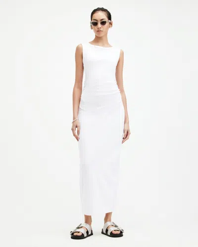 Shop Allsaints Katarina Boat Neck Slim Fit Maxi Dress In Optic White