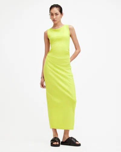 Shop Allsaints Katarina Boat Neck Slim Fit Maxi Dress In Zest Lime Green