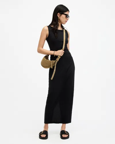 Shop Allsaints Katarina Boat Neck Slim Fit Maxi Dress In Black