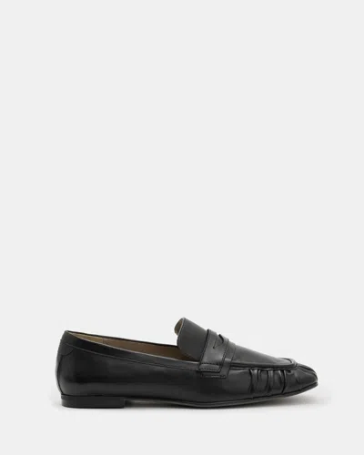 Shop Allsaints Sapphire Leather Loafer Shoes, In Black