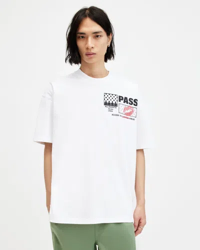 Shop Allsaints Pass Graphic Print Oversized T-shirt In Optic White