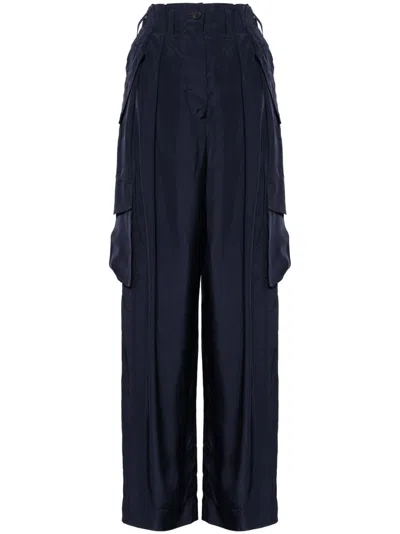Shop Dries Van Noten Wide-leg Cargo Trousers - Women's - Viscose In Blue