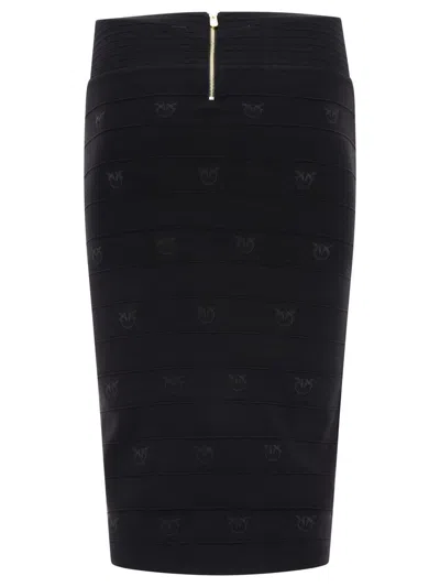 Shop Pinko Love Birds Jacquard Calf-length Skirt In Black