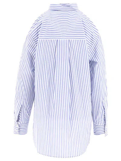 Shop Pinko Striped Shirt With Shoulder Openings In Blue