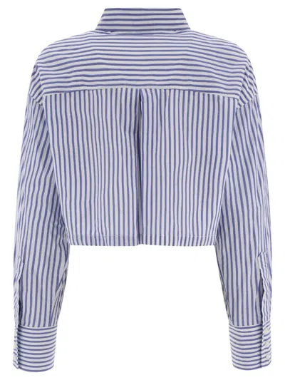 Shop Pinko Striped Cropped Shirt In White