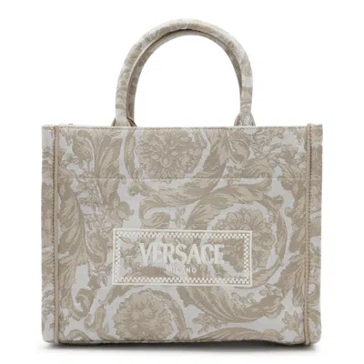 Shop Versace Bags In Beige+beige- Gold