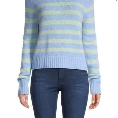 Shop White + Warren Featherweight Cashmere Striped Crewneck Sweater In Blue