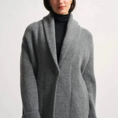 Shop White + Warren Brushed Lofty Blend Shawl Collar Coat In Grey
