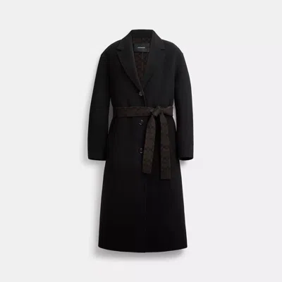 Shop Coach Outlet Double Faced Coat In Black