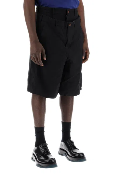 Shop Comme Des Garçons Homme Deux Layered Bermuda Shorts In Black