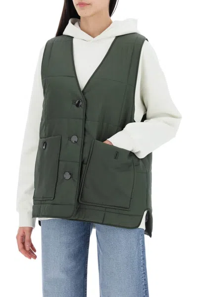 Shop Ganni Quilted Boxy In Green