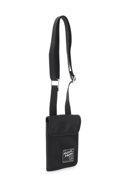 Shop Maison Kitsuné Shoulder Bag The Traveller P In Black