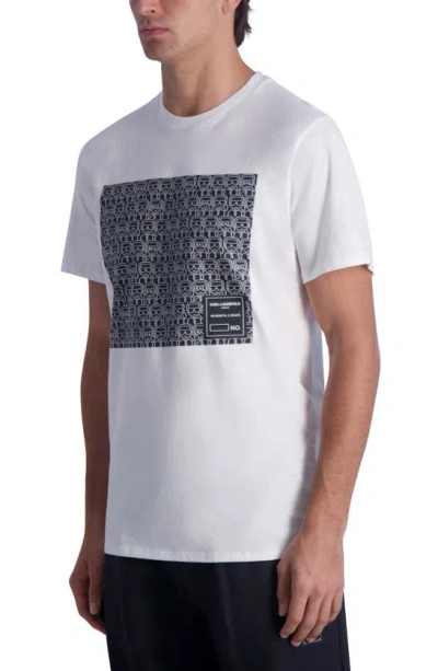 Shop Karl Lagerfeld Paris Square Logo Graphic Print T-shirt In White