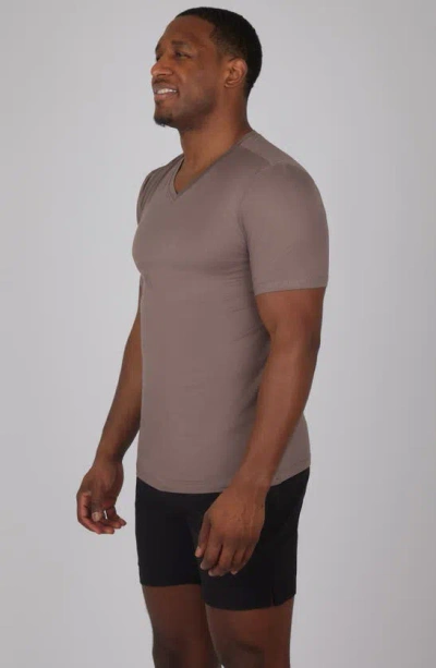 Shop 90 Degree By Reflex V-neck Short Sleeve T-shirt In Mocha