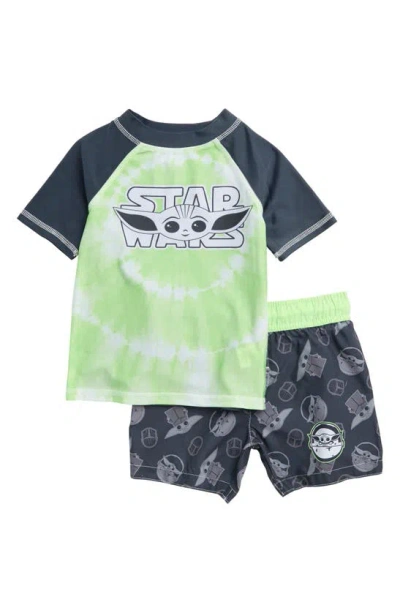 Shop Dreamwave Kids' Baby Yoda Rashguard Set In Green