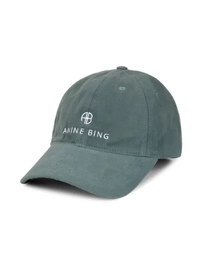 Shop Anine Bing Women's Jeremy Embroidered Logo Baseball Cap In Dark Sage