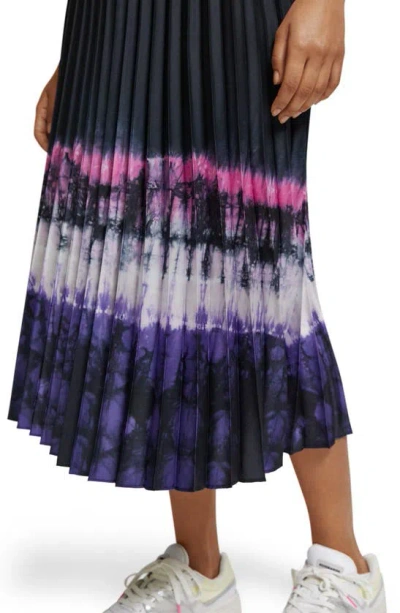 Shop Scotch & Soda Pleated High Waist Midi Skirt In Dip Dye Stripe