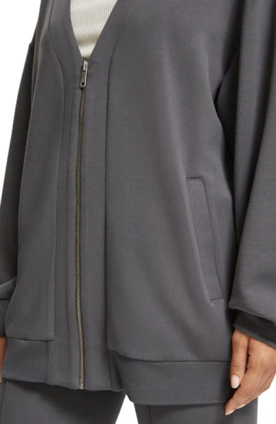 Shop Scotch & Soda Oversize Jersey Bomber Jacket In Dark Grey