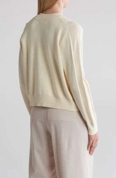 Shop By Design Tom Crochet Zip Sweater In Antique White
