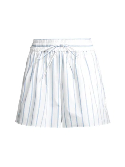 Shop Cinq À Sept Women's A La Plage Sammy Striped Jacques Cotton-blend Short In White Oxford Blue