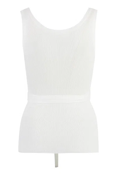Shop P.a.r.o.s.h . Knitted Crop Top Ribbed Tank Top In White