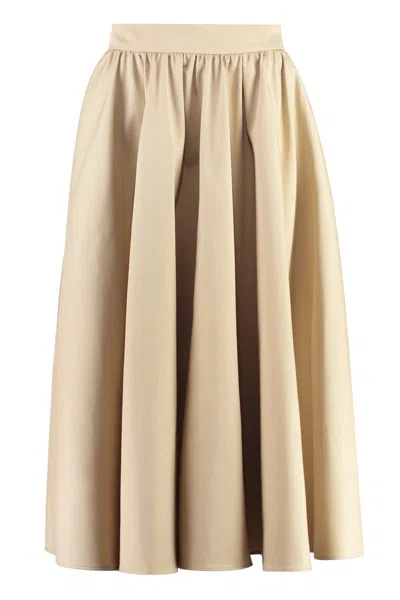 Shop Patou Cotton Midi Skirt In Beige