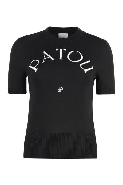 Shop Patou Logo Knitted T-shirt In Black