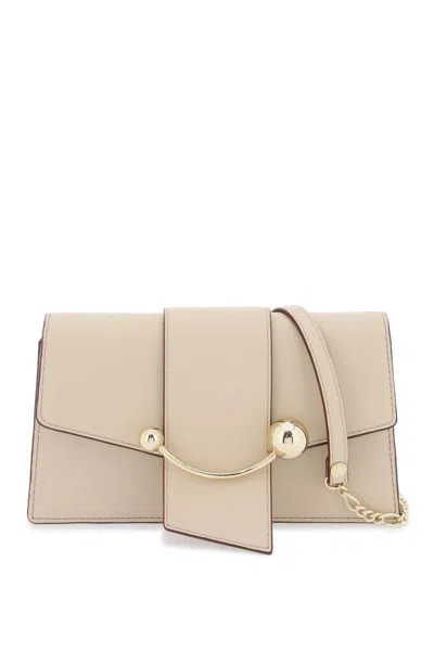 Shop Strathberry Crescent On A Chain Crossbody Mini Bag In Beige