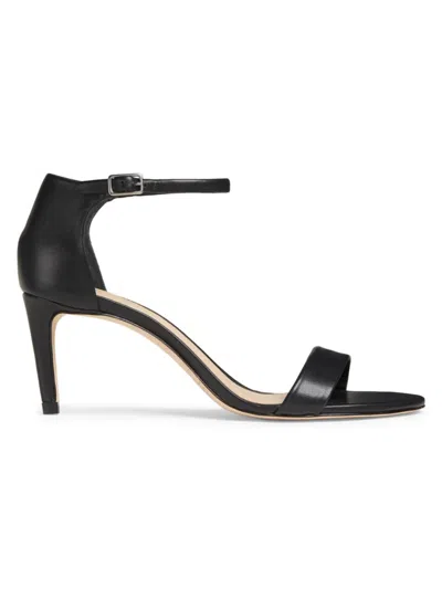 Shop Saks Fifth Avenue Women's 75mm Leather Ankle-wrap Sandals In Black