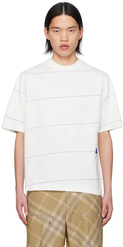 Shop Burberry White Striped T-shirt