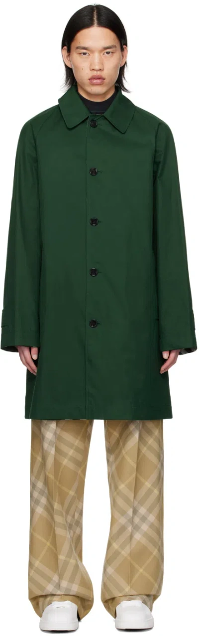 Shop Burberry Green Reversible Coat In Ivy