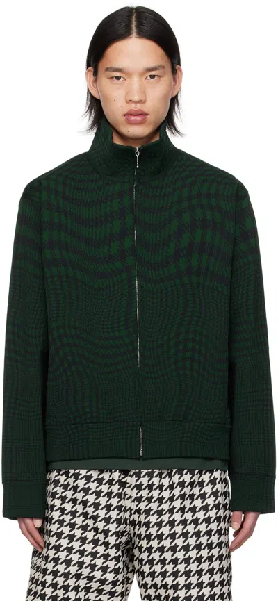Shop Burberry Green Zip Track Jacket In Ivy Ip Pattern