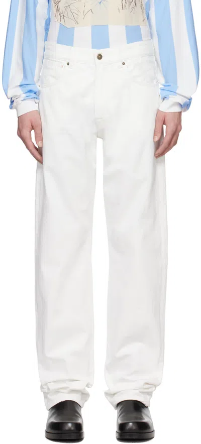 Shop 424 White Baggy-fit Jeans In White Denim
