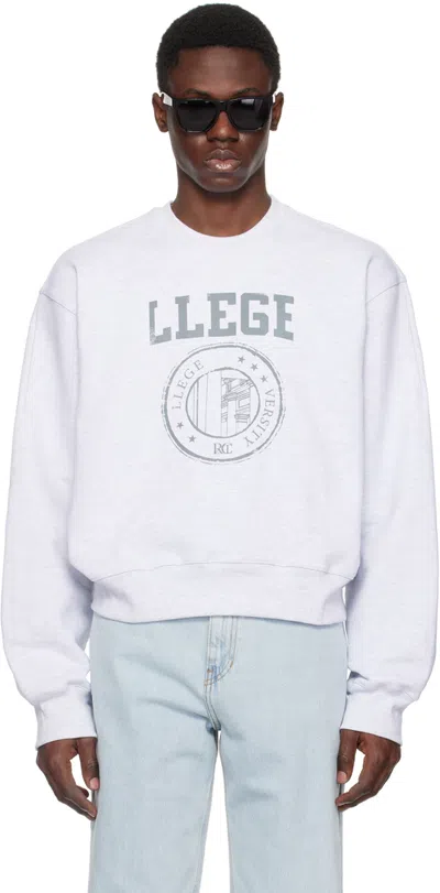 Shop Recto Gray Print Sweatshirt In Mg Melange Grey
