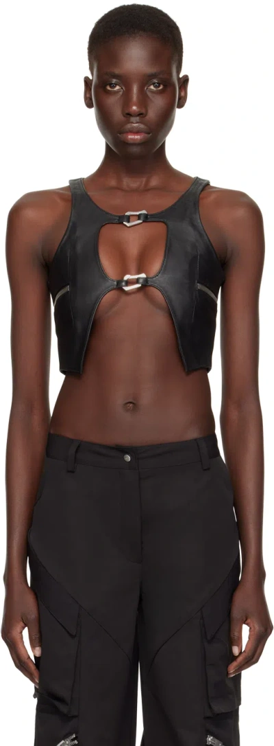 Heliot Emil Black Corium Leather Vest In Black