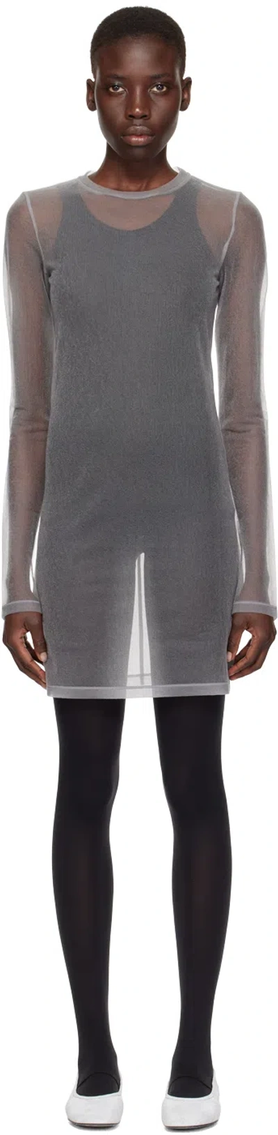 Shop Recto Gray Sheer Minidress In Light Grey