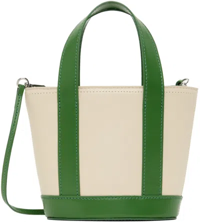 Shop Staud Off-white & Green Allora Micro Bag In Cmlf Cream/leaf