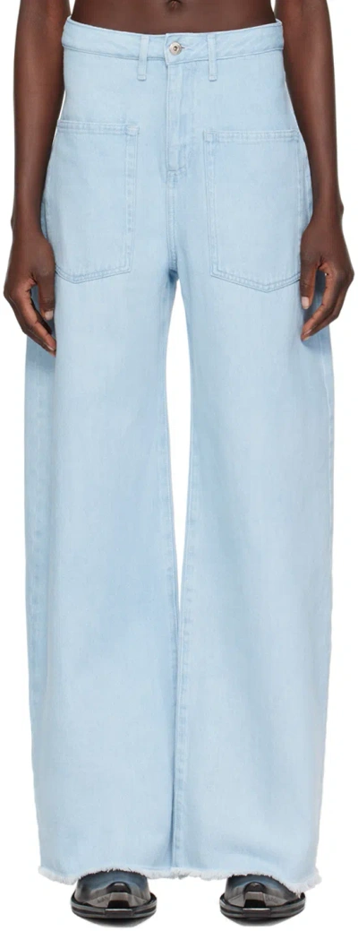 Shop Marques' Almeida Blue Raw Edge Jeans In Mid Blue