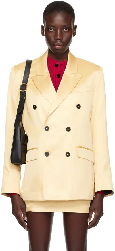 Shop Ernest W Baker Yellow Double-breasted Blazer In Gold