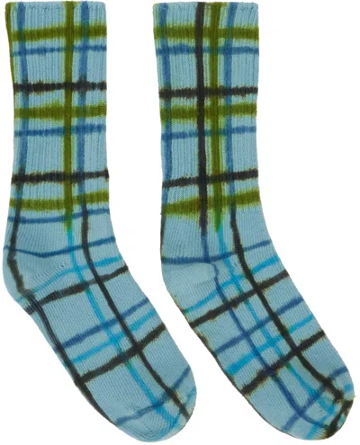 Shop Collina Strada Blue & Green Aurora Plaid Socks