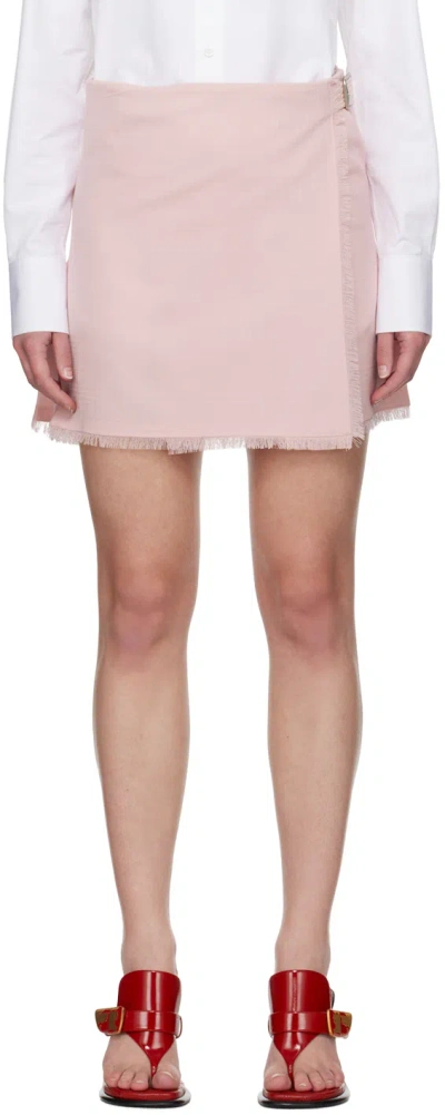 Shop Burberry Pink Wrap Miniskirt In Cameo