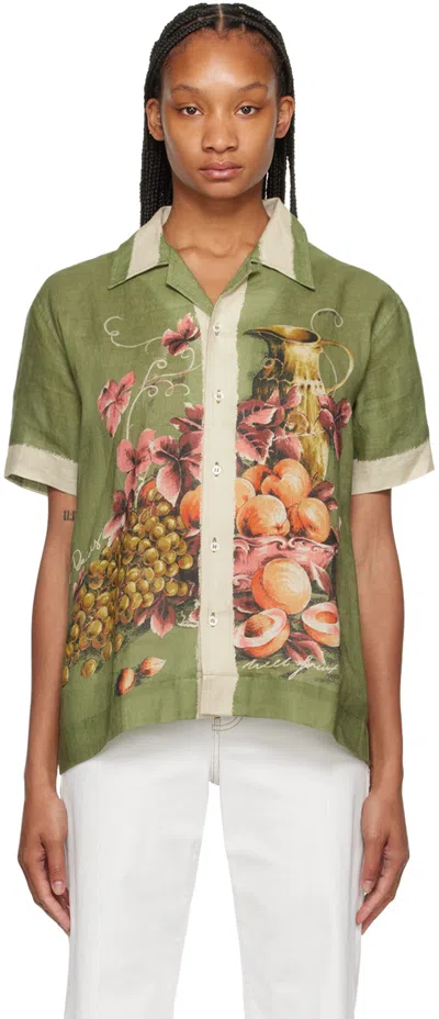 Shop S.s.daley Green Print Shirt In Green/multi